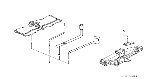 1999 Acura Integra 4 Door GS (LEATHER) KA 4AT Tools - Jack Diagram