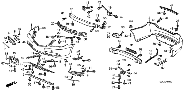 2010 Acura RL Rear Bumper Clips Replaces Diagram for 91503-SZ5-003