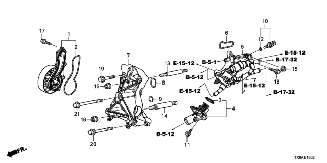 2021 Acura ILX 4 Door 24TECH (A-SPEC) KA DCT Water Pump Diagram