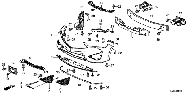 2021 Acura ILX Front License Base Diagram for 71145-T3R-A00