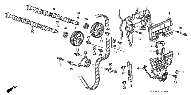 1993 Acura Integra Upper Outer Timing Cover Diagram for 11820-PR3-010