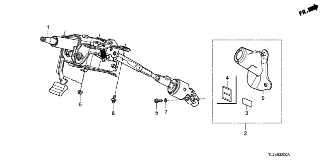 2011 Acura TSX 4 Door TSX V6 KA 5AT Steering Column Diagram
