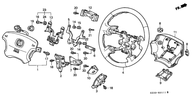 2000 Acura RL Cover, Horn Plate Diagram for 78521-SZ3-A51