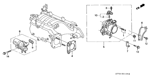 1996 Acura Integra Throttle Body Assembly (Gf94B) Diagram for 16400-P72-A01