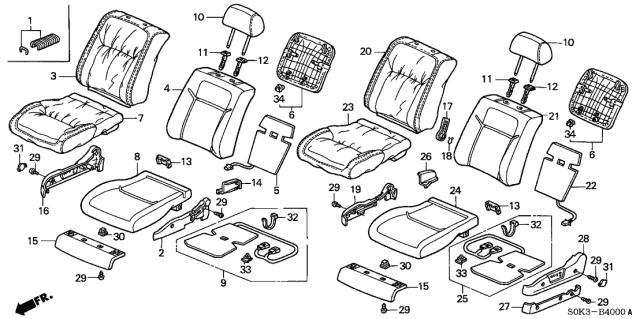 1999 Acura TL Headrest Assembly, Front (Light Fern Green) (Leather) (Tachi-S) Diagram for 81140-S0K-A61ZA