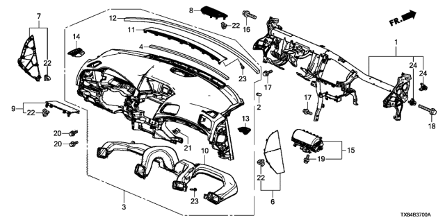 2014 Acura ILX Hybrid Passenger Air Bag Module Diagram for 77820-TX6-A20