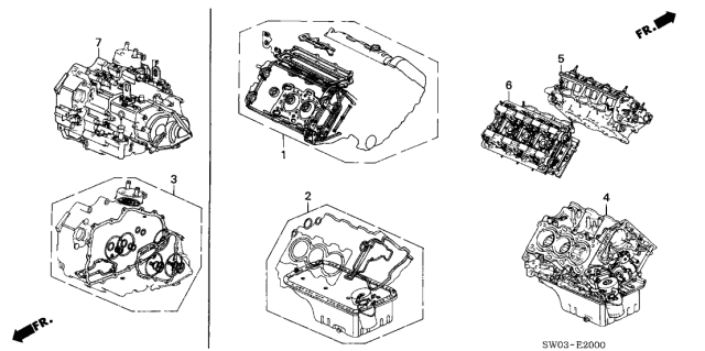 2001 Acura NSX 2 Door NSX-T KA 6MT Engine Assy. - Transmission Assy. Diagram