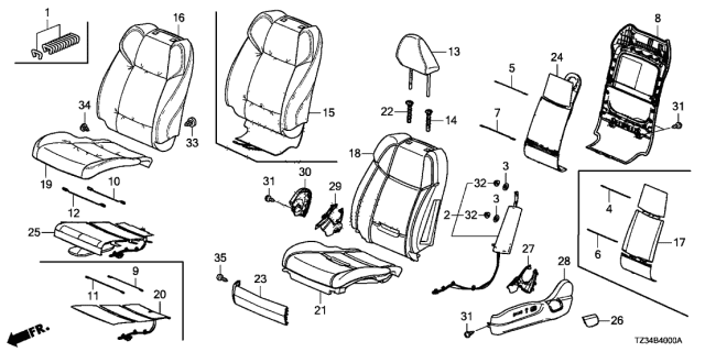 2018 Acura TLX Front Seat Diagram 1