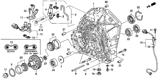 1995 Acura TL 4 Door BAS2.5 KA 4AT Torque Converter Housing Diagram