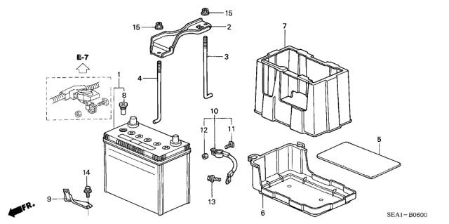 2004 Acura TSX Battery Setting Plate Diagram for 31512-SEA-000