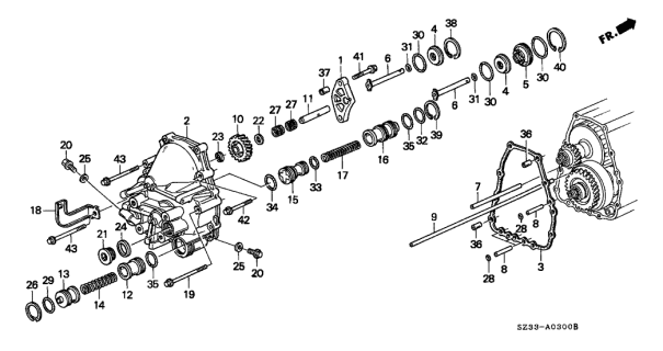 1997 Acura RL AT Rear Cover Diagram