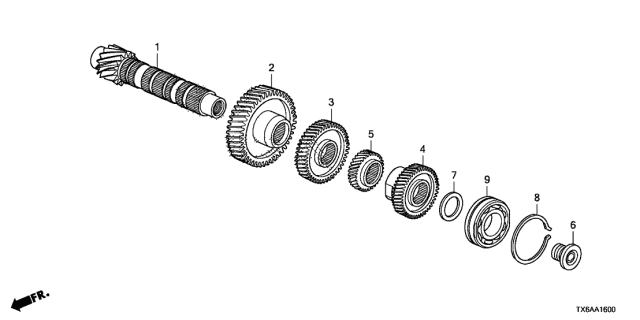 2019 Acura ILX Countershaft Diagram for 23221-R4J-000