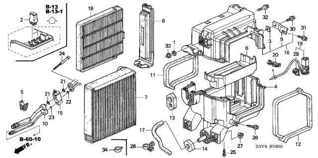 2005 Acura MDX A/C Cooling Unit Diagram