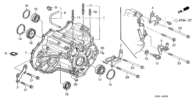 1998 Acura CL Hanger B, Transmission Diagram for 21233-P6H-000