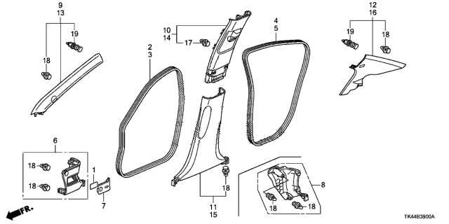 2009 Acura TL Seal, Left Rear Door Opening (Premium Black) Diagram for 72855-TK4-A01ZB