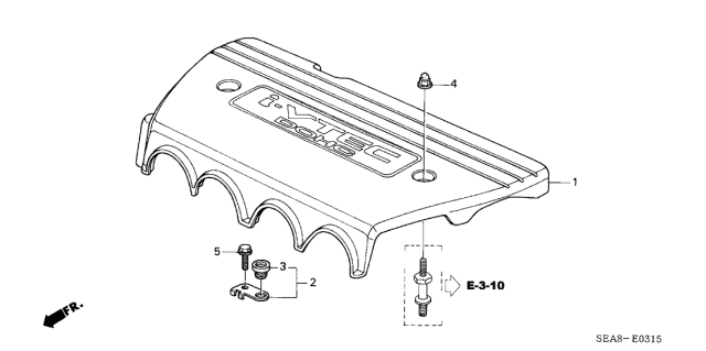 2004 Acura TSX Engine Cover Stay Assembly A Diagram for 17123-RAA-A00