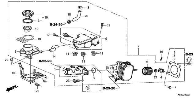 2013 Acura ILX Hybrid Bracket, Brake Reserve Tank Diagram for 46674-TR2-A00