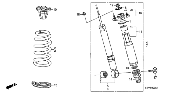 2010 Acura RL Rear Shock Absorber Mounting Rubber Diagram for 52920-SJA-043