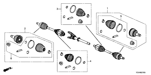 2021 Acura TLX 4 Door ADV KA XAT Front Driveshaft Set Short Parts Diagram
