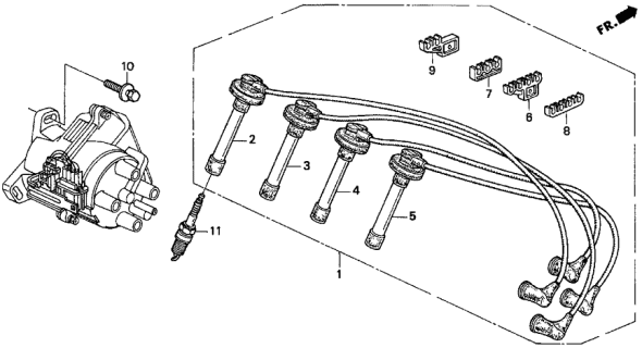 1999 Acura CL High Tension Cord - Spark Plug Diagram