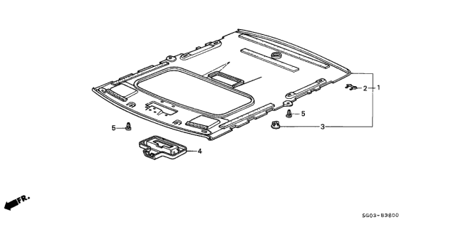 1990 Acura Legend 2 Door L KL 4AT Headliner Trim Diagram