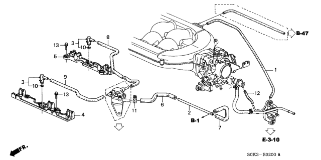 1999 Acura TL 4 Door TL KA 4AT Tubing Diagram