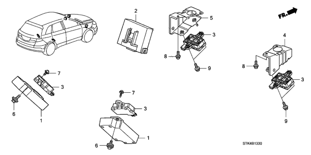 2010 Acura RDX Right Front Initiator Bracket Diagram for 39361-STK-A00