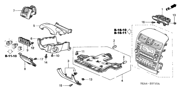 2006 Acura TSX Instrument Panel Garnish Diagram 1