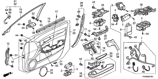 2012 Acura TL Bracket Assembly, Front Door Lining Diagram for 72225-TK4-A00