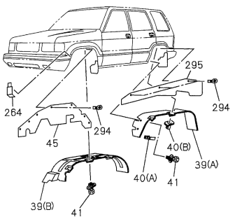1996 Acura SLX 4 Door 4LS (PREMIUM) KA 4AT Inner Guard Insulator Diagram