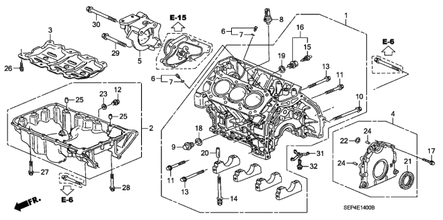 2004 Acura TL Cylinder Block - Oil Pan Diagram