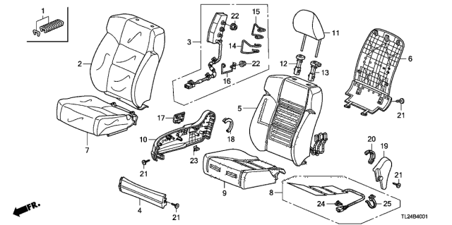 2011 Acura TSX Right Front Seat Cushion Cover (Gray) (Leather) Diagram for 81131-TL2-A04ZA