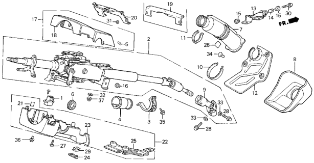 1989 Acura Legend Lid, Column Cover (Lower) (Mauve Red) Diagram for 77362-SD4-A83ZD