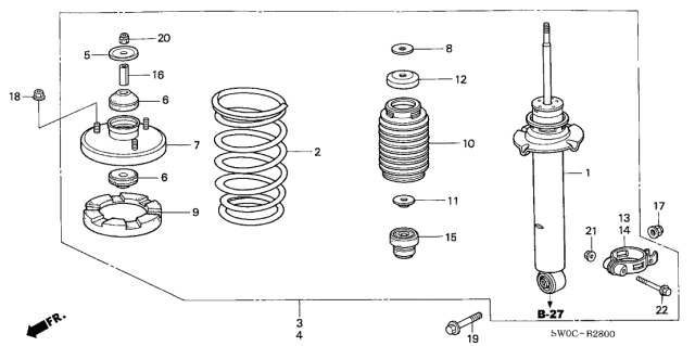 2004 Acura NSX Shock Absorber Assembly, Right Front Diagram for 51601-SL0-612