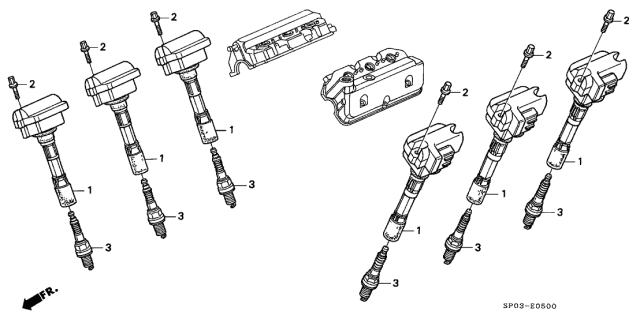 1993 Acura Legend 4 Door STD KL 4AT Ignition Coil - Spark Plug Diagram