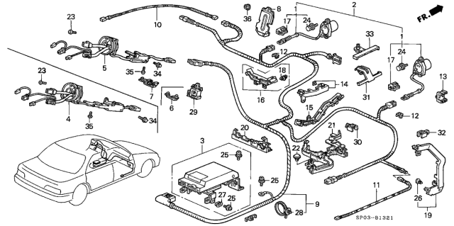 1993 Acura Legend SRS Unit Kit Diagram for 06772-SP0-L90