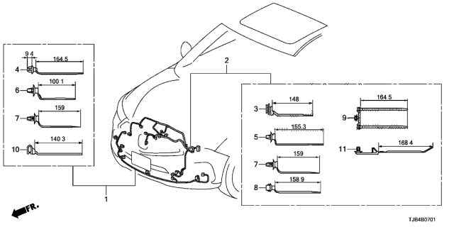 2019 Acura RDX Wire Harness, Front End Diagram for 32130-TJB-A30