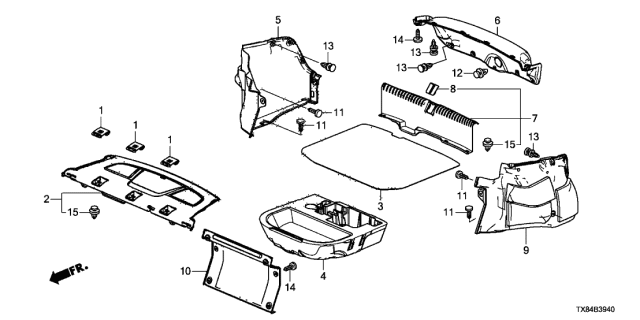 2013 Acura ILX Hybrid Rear Tray - Trunk Lining Diagram