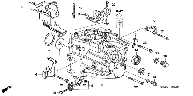 2006 Acura RSX 3 Door BASE KA 5MT MT Transmission Case Diagram