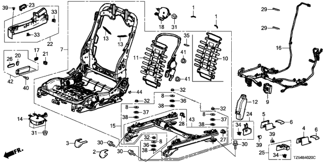 2016 Acura MDX Front Seat Components Diagram 2