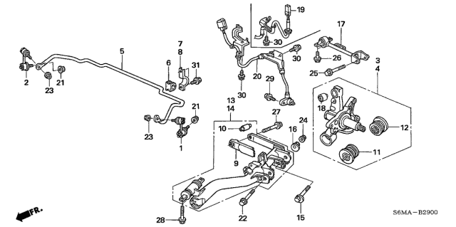 2006 Acura RSX Rear Stabilizer Spring Diagram for 52300-S6M-A61