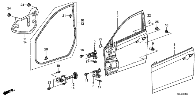 2012 Acura TSX Front Door Panels Diagram