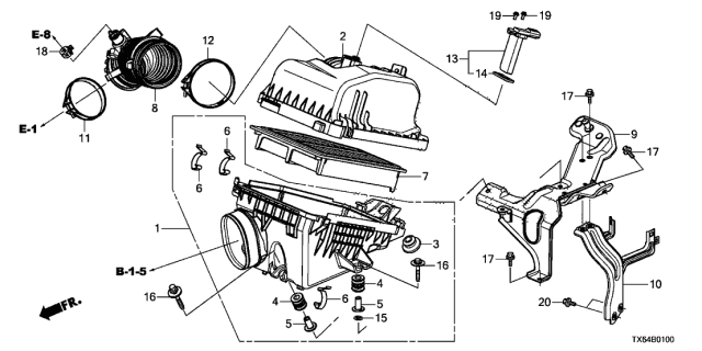 2013 Acura ILX Air Filter Diagram for 17220-R1A-A01