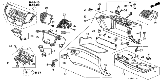2012 Acura TSX Glove Box Assembly (Gray) Diagram for 77510-TL7-A11ZA