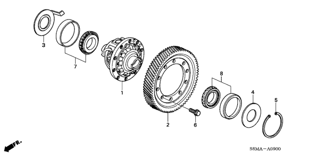 2006 Acura RSX Gear, Final Driven Diagram for 41233-RCR-901