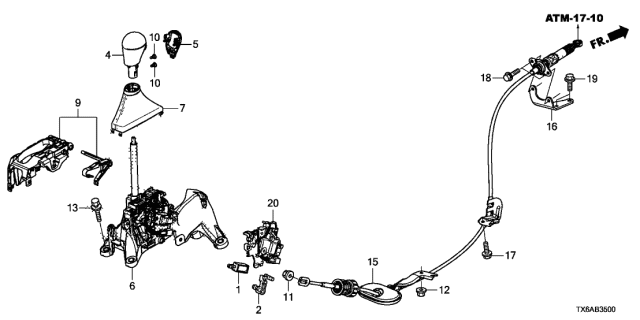 2019 Acura ILX Select Lever Diagram