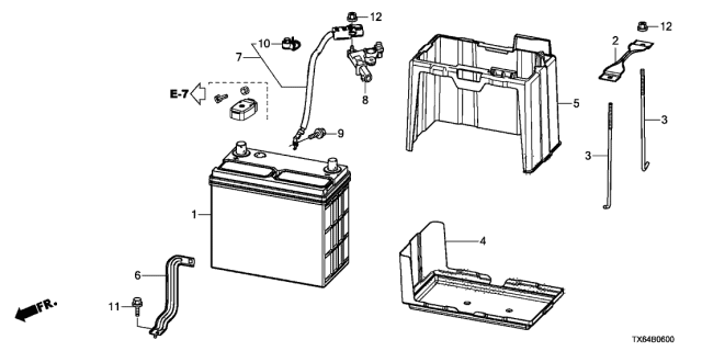 2015 Acura ILX Battery Ground Cable Assembly Diagram for 32600-TR0-000