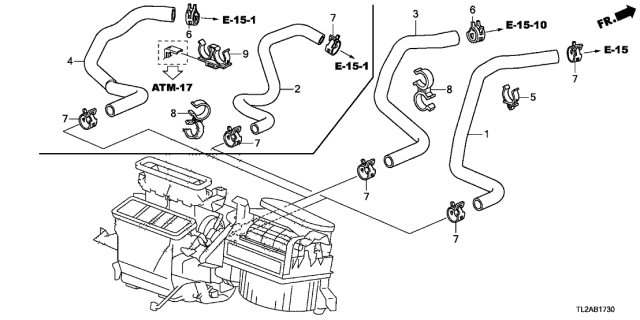 2013 Acura TSX 4 Door TSX V6 KA 5AT Water Hose Diagram