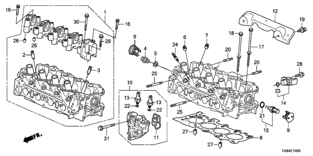 2013 Acura ILX Hybrid Gasket, Cylinder Head (Nippon Leakless) Diagram for 12251-RB0-004