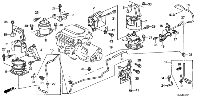 2011 Acura RL Stay, Crank Sensor Holder Diagram for 32743-RKG-A00